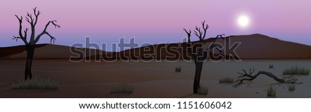 A silhouette desert scene illustration