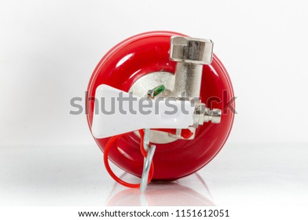 Top of Chemical fire extinguisher isolated on white background