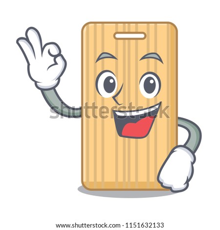 Okay wooden cutting board character cartoon