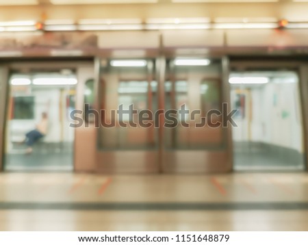 Blur image of people on the subway, hong kong