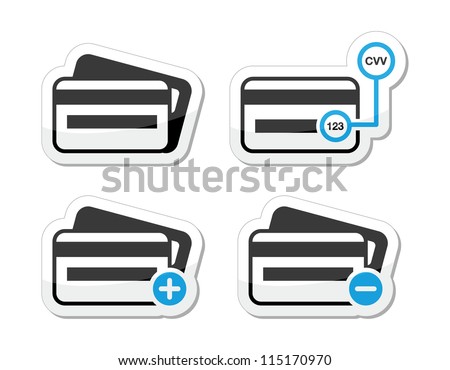 Credit Card, CVV code icons as labels set Royalty-Free Stock Photo #115170970