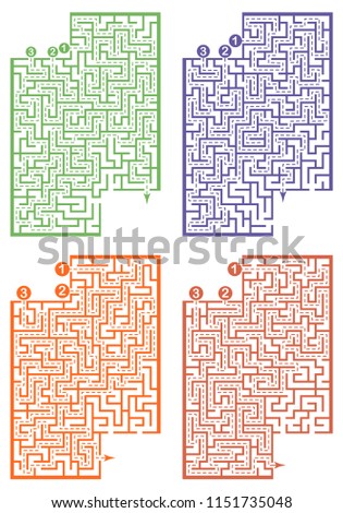 Set of labyrinths with places for your images, mazes conundrums for kids. Baby puzzles with entry and exit. Children riddle games.
