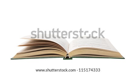 Isolated opened book with yellow pages