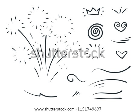 Vector hand drawn collection of curly swishes, swashes, swoops. Calligraphy swirl. Highlight text elements.  Royalty-Free Stock Photo #1151749697