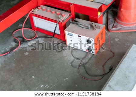 Red and white power storage batteries, Battery Connector,Solar Battery for backup power.