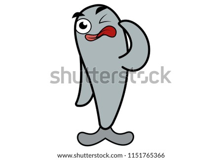Vector cartoon illustration of fish anger . Isolated on white background.