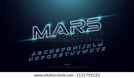 Abstract technology neon font and alphabet. techno effect logo designs. Typography digital space concept. vector illustration Royalty-Free Stock Photo #1151792222