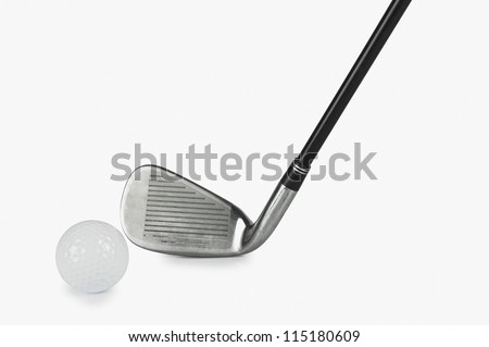 A golf club with a golf ball