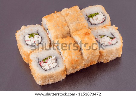 Japanese roll with shrimp and caviar of flying fish
