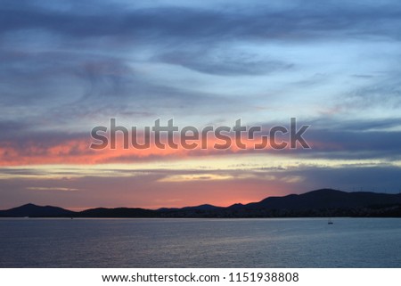 Sunset over the Adriatic Sea, Split Croatia, without retouching in the graphic editor