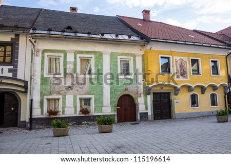 The magnificent medieval Old Town of Radovljica, Slovenia. Royalty-Free Stock Photo #115196614