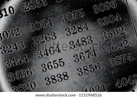 Black background with many numbers neon in perspective