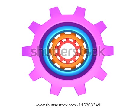 colorful gears render (isolated on white and clipping path)