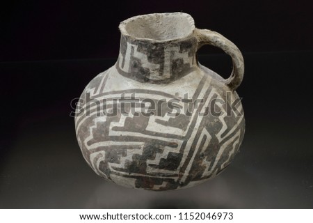 Anasazi black and white pitcher, Pueblo III Period, 1050-1250 AD, Mancos County, Colorado Royalty-Free Stock Photo #1152046973