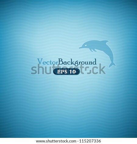 Blue abstract vector background with dolphin Royalty-Free Stock Photo #115207336