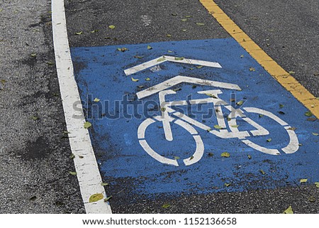 Bicycle sign on street surface. Bicycle lane for bike rider.