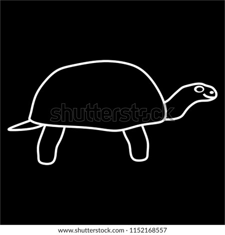 single cute turtle icon in black and white