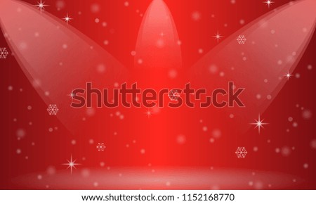 Snow and stars on bright red Christmas background with copy space for your text, Vector illustration eps10.