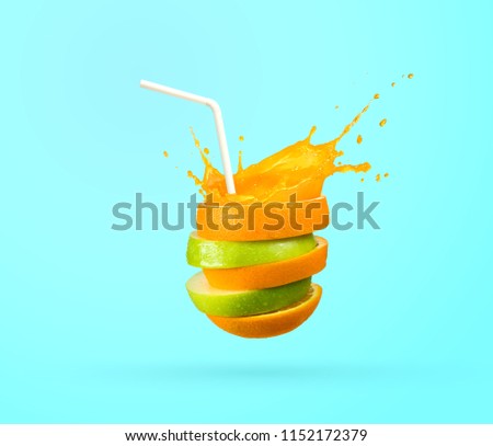 ripple cut fruit juice with straw