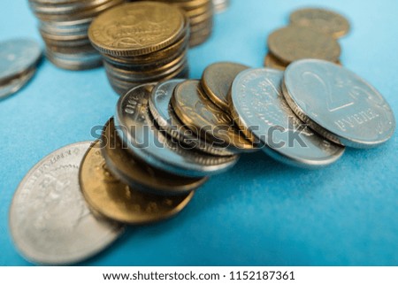 a lot of Russian ruble coins
