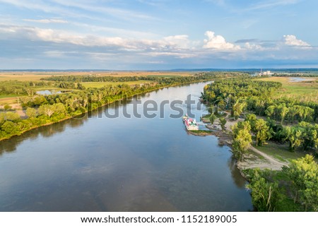 aerial view of the Missouri River downstream of Brownville, Nebraska