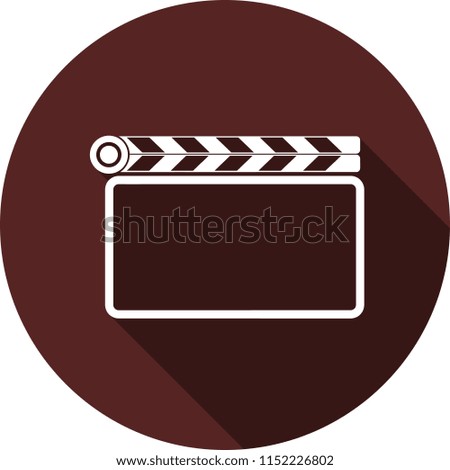 The icon of the closed flapper for the film at the round dark maroon color, vector