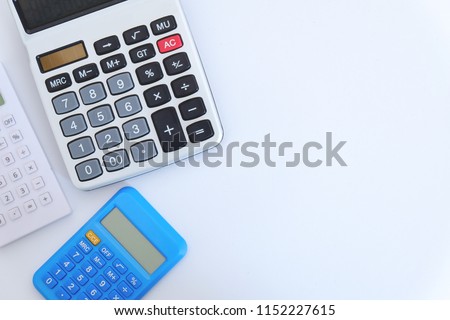 Business and finance theme. Copy space of text or logo. Calculator isolated on white background.