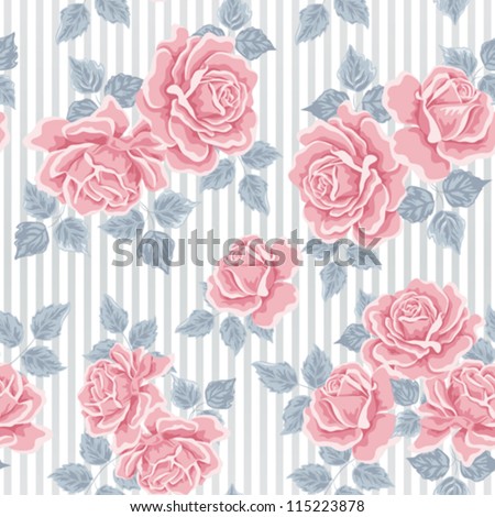 Seamless wallpaper pattern with roses. Flower background