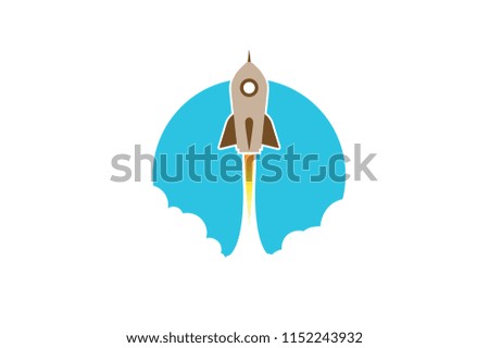 Creative Gray Rocket Sky Circle Logo Design Illustration