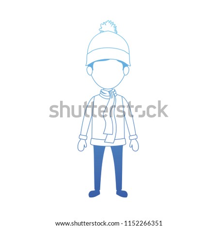 little boy with winter clothes character