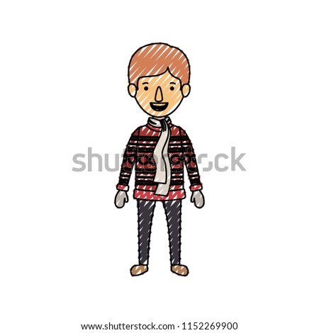 little boy with winter clothes character