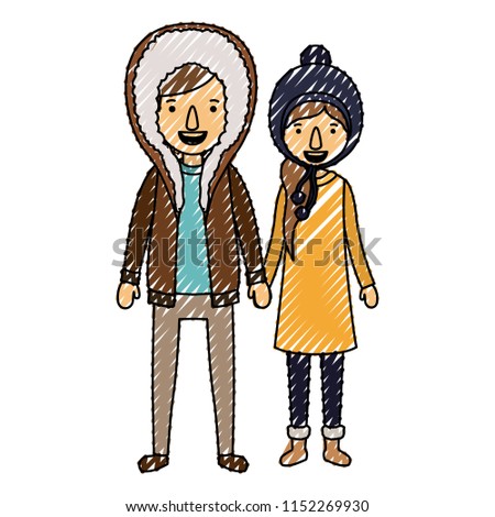 couple with winter clothes characters