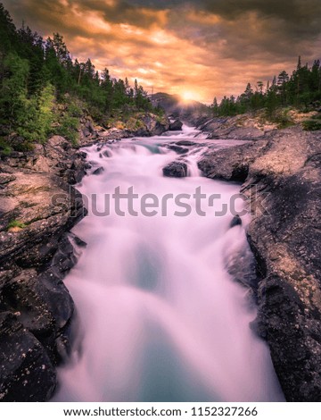 Long exposure of a river in Jotunheimen National park Norway