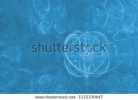 Blue color toned monochrome abstract fractal illustration. Raster clip art.