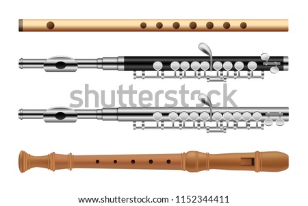 Flute musical instrument krishna music icons set. Flat illustration of 4 flute instrument krishna music vector icons for web Royalty-Free Stock Photo #1152344411