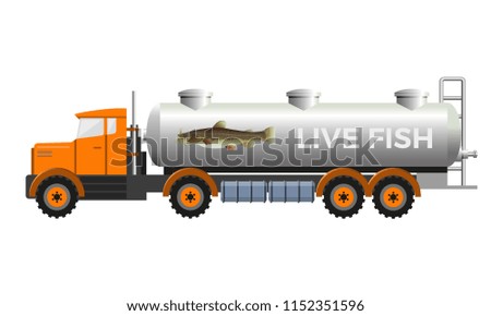 Fish transport tank. Vector illustration isolated on white background