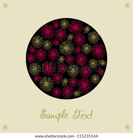 Decorative background with circle elements and sample text. Template for greeting card, cover, design textile bag and etc.