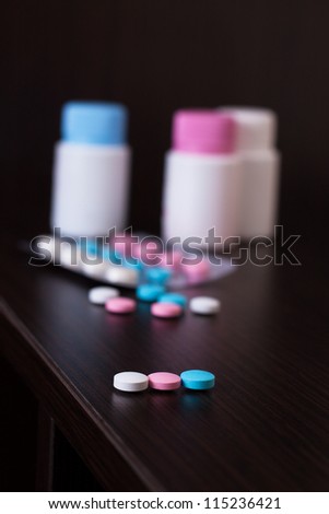 colorful pills on the table