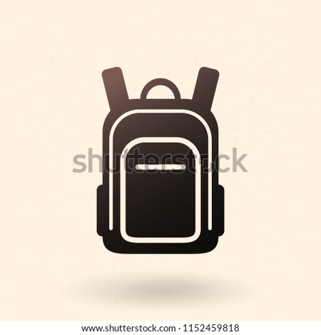 Vector Black Silhouette Icon - School Bag. Plain Backpack.