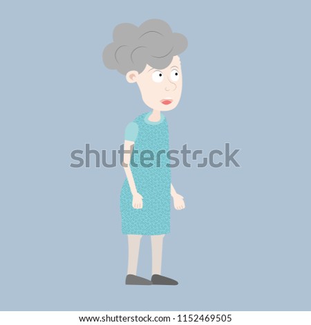 Grandmother flat style icon. Old lady character illustration. Doodle vector illustration