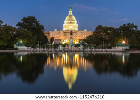 This photo was shot from the US Capital building in Washington DC, USA in the evening after sunset.