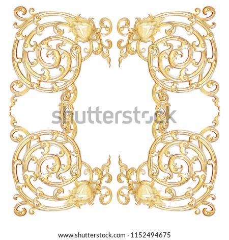 Pattern of wood carved for decoration isolated on white background