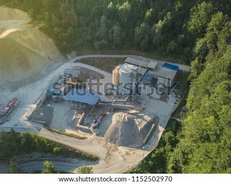 Aerial view of gravel pit in Switzerland, Europe
