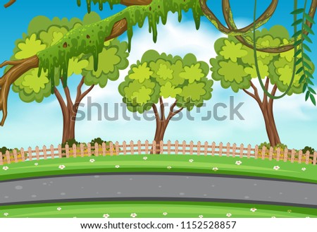 A beautiful nature road illustration