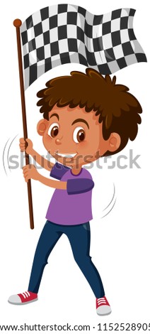 An African boy holding racing flag illustration