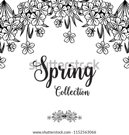 Spring with floral hand drawn frame vector illustration