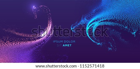 Glowing particles liquid dynamic flow. Trendy fluid cover design. Eps10 vector illustration Royalty-Free Stock Photo #1152571418