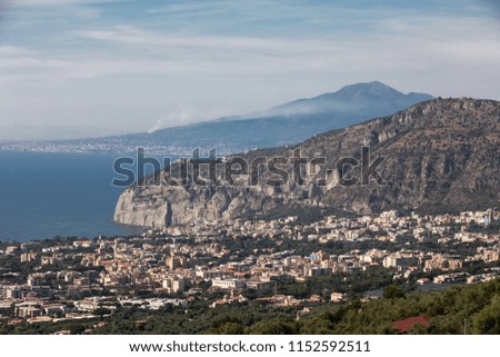 Sorrento. Italy. Aerial view of Sorrento and the Bay of Naples. 