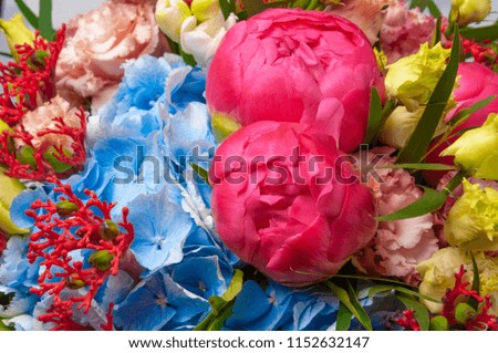 A wedding bouquet of beautiful luxury flowers, close-up