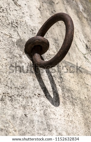 Iron ring on the quay in Rome Royalty-Free Stock Photo #1152632834